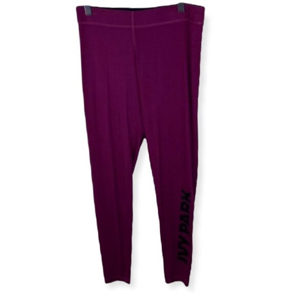 Ivy Park Burgundy Purple Logo Leggings Size Medium Beyoncé High Rise Tights Pink - Picture 3 of 15